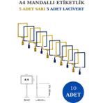 Manken İstanbul 10 Adet Sarı Lacivert A4 Mandallı Raf Etiketi Sepet Etiketi Çerçeveli Etiketlik Eşek-Askılık Etiketi