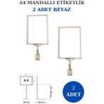 Manken İstanbul 2 Adet Beyaz A4 Mandallı Raf Sepet Etiketi Çerçeveli Etiketlik Eşek-Askılık Etiketlik