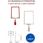 Manken İstanbul 2 Adet Kırmızı Beyaz A4 Mandallı Raf Sepet Etiketi Çerçeveli Etiketlik