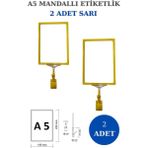 Manken İstanbul 2 Adet Sarı A5 Mandallı Raf Etiketi Sepet Etiketi Çerçeveli Etiketlik Eşek-Askılık Etiketi