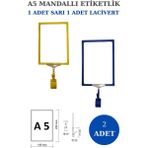 Manken İstanbul 2 Adet Sarı Lacivert A5 Mandallı Raf Etiketi Sepet Etiketi Çerçeveli Etiketlik Eşek-Askılık Etiketi