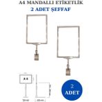 Manken İstanbul 2 Adet Şeffaf A4 Mandallı Raf Sepet Etiketi Çerçeveli Etiketlik Eşek-Askılık Etiketlik