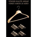 Manken İstanbul 20 Adet Yüksek Kalite 48 Cm Ahşap Askı Ceket Askısı Takım Elbise Askısı Ahşap Elbise Askısı