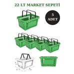 Manken İstanbul 22 Litre 5 Adet Market Sepeti, Alışveriş Sepeti, Saplı Market Sepeti