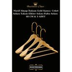 Manken İstanbul 3 Adet 48 Cm Gold İtalyan Kanca Masif Ahşap Elbise Askısı Palto Askısı Ceket Askısı Bej