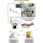 Manken İstanbul 30 Adet 20 cm Delüx Koruma Kauçuklu Gold Duvara Monte Raf Kancası Suntaya Monte Kanca - 001-Renkli