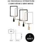 Manken İstanbul 4 Adet Siyah Beyaz A4 Mandallı Raf Etiketi Sepet Etiketi Çerçeveli Etiketlik Eşek-Askılık Etiketi