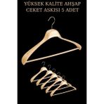 Manken İstanbul 5 Adet Yüksek Kalite 48 Cm Ahşap Askı Ceket Askısı Takım Elbise Askısı Ahşap Elbise Askısı