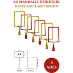 Manken İstanbul 6 Adet Sarı Kırmızı A4 Mandallı Raf Etiketi Sepet Etiketi Çerçeveli Etiketlik Eşek-Askılık Etiketi