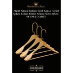 Manken İstanbul Business Class 3 Adet 44 cm Gold Italyan Kanca Masif Ahşap Elbise Askısı Palto Askısı Ceket Askısı - Ahşap Rengi