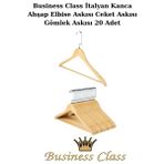 Manken İstanbul Business Class 45 cm Italyan Kanca 20 Adet Ceket Askısı Buluz Askısı Elbise Askısı Ahşap Askı - Ahşap Rengi