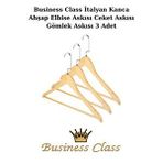 Manken İstanbul Business Class 45 Cm İtalyan Kanca 3 Adet Ceket Askısı Buluz Askısı Elbise Askısı Ahşap Askı Bej