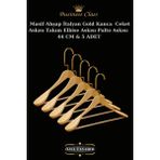 Manken İstanbul Business Class 5 Adet 44 cm Gold Italyan Kanca Masif Ahşap Elbise Askısı Palto Askısı Ceket Askısı - Ahşap Rengi