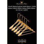Manken İstanbul Business Class 5 Adet 44 Cm Gold İtalyan Kanca Masif Ahşap Elbise Askısı Palto Askısı Ceket Askısı Bej