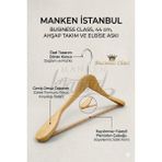 Manken İstanbul Business Class 5 Adet 44 cm Masif Ahşap Takım Elbise Askısı Palto Askısı Ceket Askısı - Ahşap Rengi