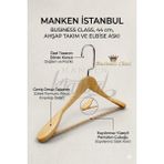 Manken İstanbul Business Class 50 Adet 44 cm Italyan Kanca Masif Ahşap Takım Elbise Askısı Palto Askısı Ceket Askısı - Ahşap Rengi