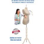 Manken İstanbul Yüksek Kalite 36 Beden Keten Kumaş Iğne Batabilen Prova Mankeni Terzi Mankeni - Krem - Beyaz