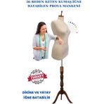 Manken İstanbul Yüksek Kalite 36 Beden Keten Kumaş Iğne Batabilen Prova Mankeni Terzi Mankeni - Krem - Kahve