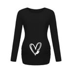 MaNMaNing Annelik üstleri kadınlar için düzensiz baskı etek Tee gömlek rahat uzun kollu mürettebat boyun T Shirt emzirme hemşirelik giyim emzirme, siyah, L