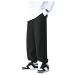 MaNMaNing B09JP464T5 Siyah Bol Kesim Rahat Erkek Pantolon