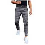 MaNMaNing B09MH3TP71 Gri Ekose Erkek Pantolon