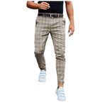 MaNMaNing B09MH3TP71 Haki Ekose Erkek Pantolon