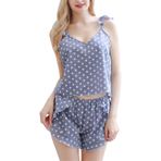 MaNMaNing B0C6M4L5Z6 Mavi Renk Puantiyeli Tank Top Pamuk Kumaş Kadın Gecelik