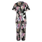MaNMaNing B0C6M4L5Z6 Pembe Renk Bisiklet Yaka Çiçek Desenli Kadın Pijama Takımı