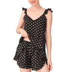 MaNMaNing B0C6M4L5Z6 Siyah Renk Puantiyeli Tank Top Pamuk Kumaş Kadın Gecelik