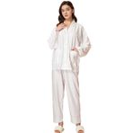 MaNMaNing B0C6M5QKLB Beyaz Renk Pamuk Kumaş Uzun Kollu İpek Kadın Pijama Takımı