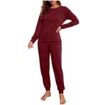 MaNMaNing B0C6M5QKLB Kırmızı Renk Pamuk Kumaş Uzun Kol Kadın Pijama Takımı