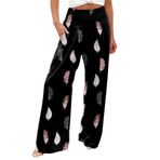 MaNMaNing Bayan bol pantolon rahat 2023 yaz baskılı elastik kemer yüksek bel pantolon Y2K Capri Lounge eşofman hamile ipli salon culottes yaz İpli salon culottes, siyah, M