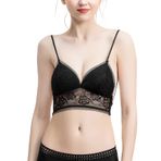 MaNMaNing Bralet Straplez Siyah U Şekilli Parlak Sırt Dantel Askılı Günlük Kadın Sütyen