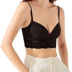 MaNMaNing Bralet Straplez Siyah U Şekilli Parlak Sırt Dantel Günlük Kadın Spor Sütyen