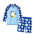 MaNMaNing Çocuk uzun kollu mayo, Rashguard ve yüzme şortu, güneş koruması, havuz, plaj mayo seti, erkek çocuk, kız çocuk, yaz, plaj, Beyaz, 2-3 Yaşe