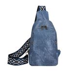 MaNMaNing Crossbody çanta kadınlar için askılı çanta vücut çantası moda Crossbody çanta göğüs çantası ayarlanabilir gitar askısı ile seyahat bayanlar küçük deri Hobos, mavi, One Size