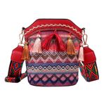 MaNMaNing Crossbody çanta kadınlar için nedensel Crossbody çanta etnik püskül Sling çanta bayanlar orta seyahat Tote bayanlar orta su geçirmez telefon çantası, kırmızı, One Size