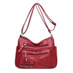MaNMaNing Crossbody çanta kadınlar için Vintage moda büyük uzay dokuma Crossbody çanta muhteşem çok bölmeli yumuşak deri gelişmiş çok cep omuzdan askili çanta, kırmızı, One Size