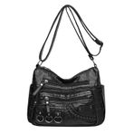 MaNMaNing Crossbody çanta kadınlar için Vintage moda büyük uzay dokuma Crossbody çanta muhteşem çok bölmeli yumuşak deri gelişmiş çok cep omuzdan askili çanta, siyah, One Size