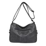 MaNMaNing Crossbody çanta kadınlar için Vintage yumuşak deri hafif Crossbody çanta su geçirmez çok cep ayarlanabilir omuz askısı tek omuz çantası bayanlar Mini seyahat sırt çantası, gri, One Size