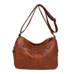 MaNMaNing Crossbody çanta kadınlar için Vintage yumuşak deri hafif Crossbody çanta su geçirmez çok cep ayarlanabilir omuz askısı tek omuz çantası bayanlar Mini seyahat sırt çantası, kahverengi, One Size