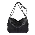 MaNMaNing Crossbody çanta kadınlar için Vintage yumuşak deri hafif Crossbody çanta su geçirmez çok cep ayarlanabilir omuz askısı tek omuz çantası bayanlar Mini seyahat sırt çantası, siyah, One Size