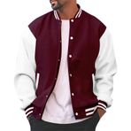 MaNMaNing Erkek beyzbol montu, dar kesimli, rahat, sonbahar, erkek ceketi, kolej sokak giyimi, Şarap, 3XL
