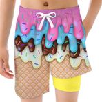 MaNMaNing Erkek çocuk yüzme şortu, buz waffle baskılı, çocuk plaj havuzu, yaz, 2, 14 yaş, yüzme şortu, erkek çocuk, yaz mayosu, Haki., 5-6 Yaşe