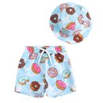 MaNMaNing Erkek çocuk yüzme şortu seti, donut baskılı ve uygun bone, plaj, havuz, su parkı, 6 ay, 3 yaş yüzme şortu seti, erkek çocuk, yaz, Çok renkli., 6-9 Ay