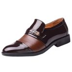 MaNMaNing Erkek elbise resmi ayakkabılar moda deri ayakkabı sivri burun düşük topuklu kayma içi boş nefes sığ ağız Oxford ayakkabı iş loafer'lar ayakkabı, kahverengi, 6 UK