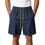 MaNMaNing Erkek hafif kısa pantolon, lastik belli ve beş cepli, rahat, nefes alır, yazlık şort, erkek, basic plaj şortu, Mavi, XXL