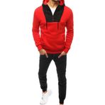 MaNMaNing Erkek koşu eşofmanı klasik set polar astarlı sıcak polyester takım erkekler için rahat sweatshirt ve antrenman pantolonu uzun kollu 3XL, Kırmızı, L