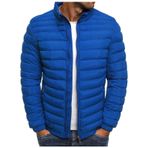MaNMaNing Erkek Puffer Ceket Büyük Beden Hafif Ceket Fermuarlı Cep Çıkarılabilir Kapüşonlu Parka Pamuk Dolgulu Aşağı Ceket Üst Bluz, N Mavi, L