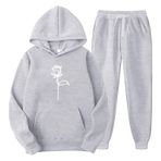 MaNMaNing Erkek sonbahar seti, kapüşonlu kazak, çiçek desenli ve püsküllü pantolon, gündelik, sportif, üniseks, erkek spor seti, gri (light grau), XXL